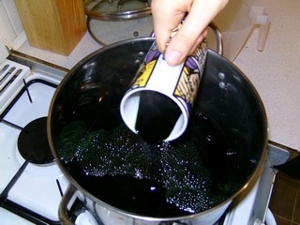 Pour in pre-dissolved dye